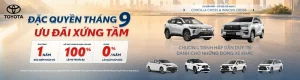 Chương trình ưu đãi mua xe Toyota tháng 9/2026
